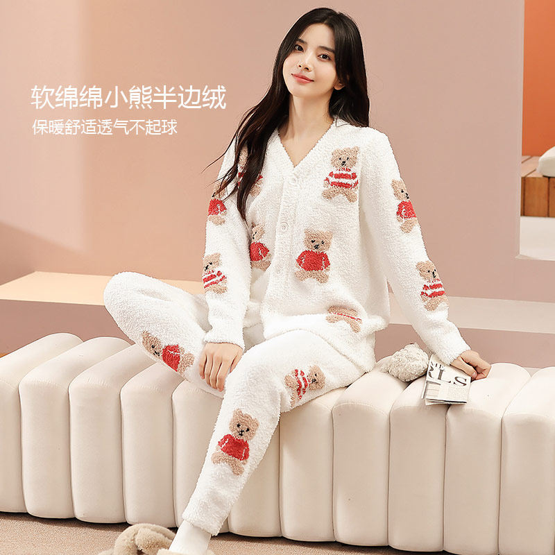 软绵绵半边绒秋冬季保暖加厚加绒孕妇睡衣月子服喂奶套装冬天舒适,淘宝优惠券,粉丝福利购,淘宝优惠卷