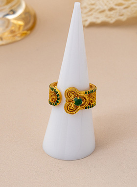 新中式古法如意开口珍珠食指戒