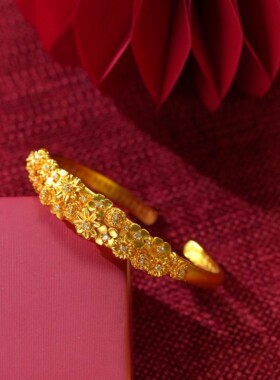 铜镀金繁花似锦花朵手镯子仿真黄金婚嫁三金订婚结婚五金