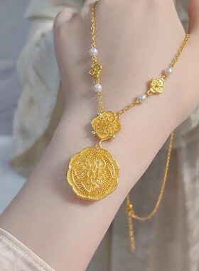 镀金宫廷风繁花葫芦锁骨链