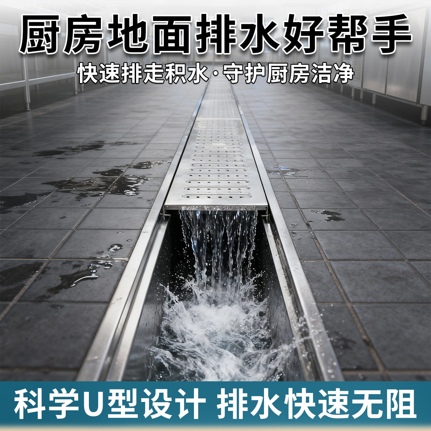 不锈钢排水沟U型槽成品沟304厨房餐饮下水道地沟盖板明沟车间水沟,淘宝优惠券,粉丝福利购,淘宝优惠卷