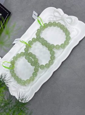 天然和田玉12mm高冰晴水手串圆珠手串手链女款单圈玉石送女友礼物