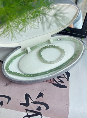 天然和田玉6mm晴水渐变套件手串手链女款项链单圈玉石送女友礼物