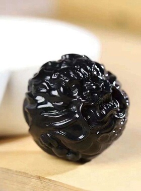 和田玉墨玉龙珠圆珠黑羊脂玉石黑玉锁骨链吊坠文玩配珠饰隔珠顶珠