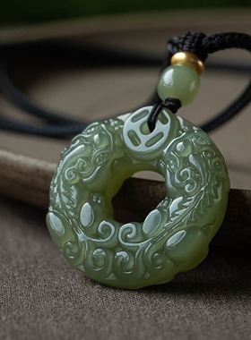 双面貔貅天然和田玉平安扣青玉