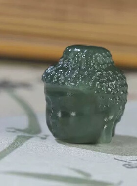 天然和田玉且末蓝佛头吊坠挂件项链玉佩玉坠文玩配饰件单散隔顶珠
