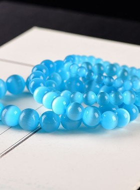 猫眼石手链 白色绿色猫眼石单圈手链 8m 10m-18m 20m猫眼手链