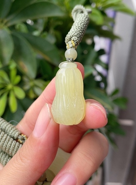 天然和田玉黄口白菜吊坠雕刻玉石瓜果蔬菜青菜大白菜玉坠diy手链