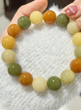 新款晕染胭脂圆珠菩提根手串男女绕指柔文玩佛珠手串手链