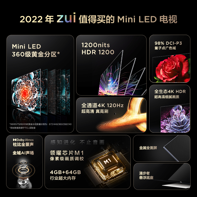 TCL 75Q10G 75英寸Mini LED量子点120Hz全面屏高清智能网络电视机_TCL电视官方旗舰店_大家电-第4张图片-提都小院