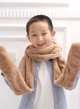 小学生围巾连帽卡通儿童秋冬防寒
