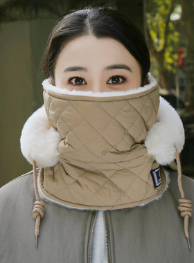 秋冬毛绒全遮脸保暖帽子防寒防风护耳护脖套头帽女冬天户外骑车帽
