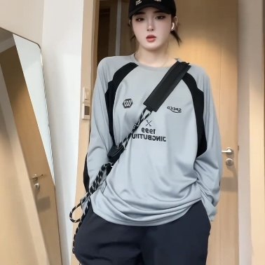 美式穿搭拼接撞色插肩袖长袖男女训练服T恤健身跑步打球运动体育,淘宝优惠券,粉丝福利购,淘宝优惠卷