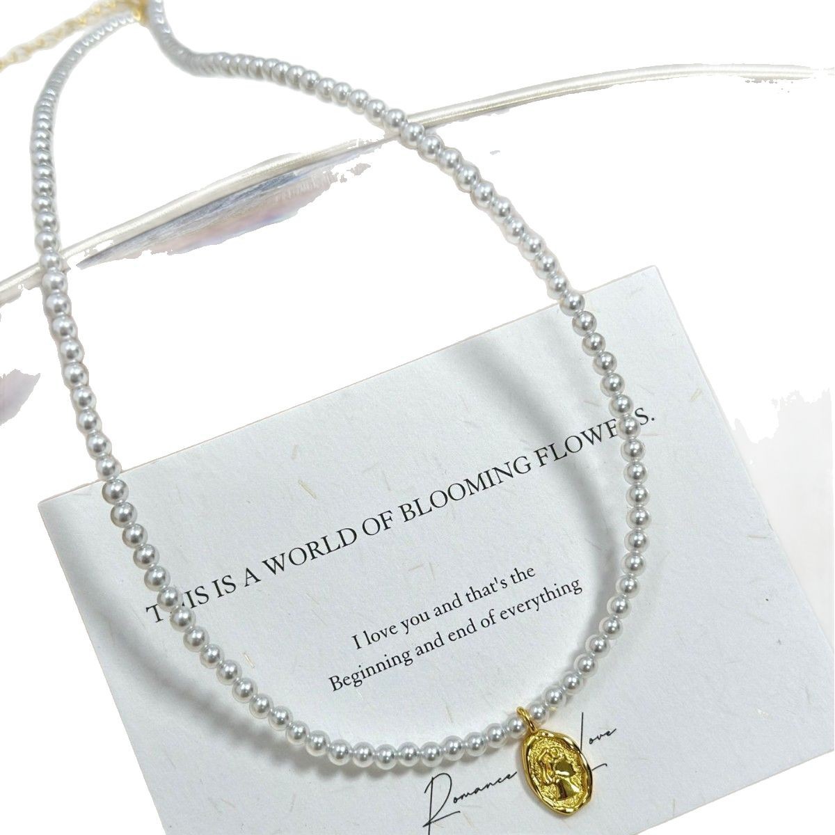 s925纯银施家澳白珍珠圆牌吊坠轻奢小众高级感女王项链女冷淡风 - 图3