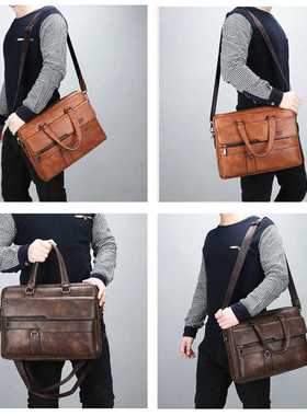 JEEP BULUO Men's Busness Handbag Hot Large Capacty Leath