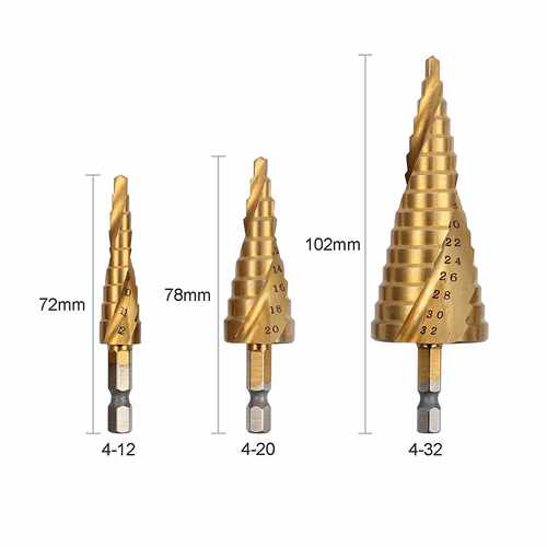 3Pcs Grooved 4mm to 32mm Multiple Hole 29 Sizes Step Drill B - 图3