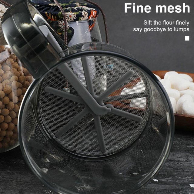 Kitchen Round Flour Sieve Filter Handheld Powdered Sugar Sif-图3