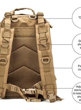 Men Army Military Tactical Backpack 1000D Polyester 30L 3P S