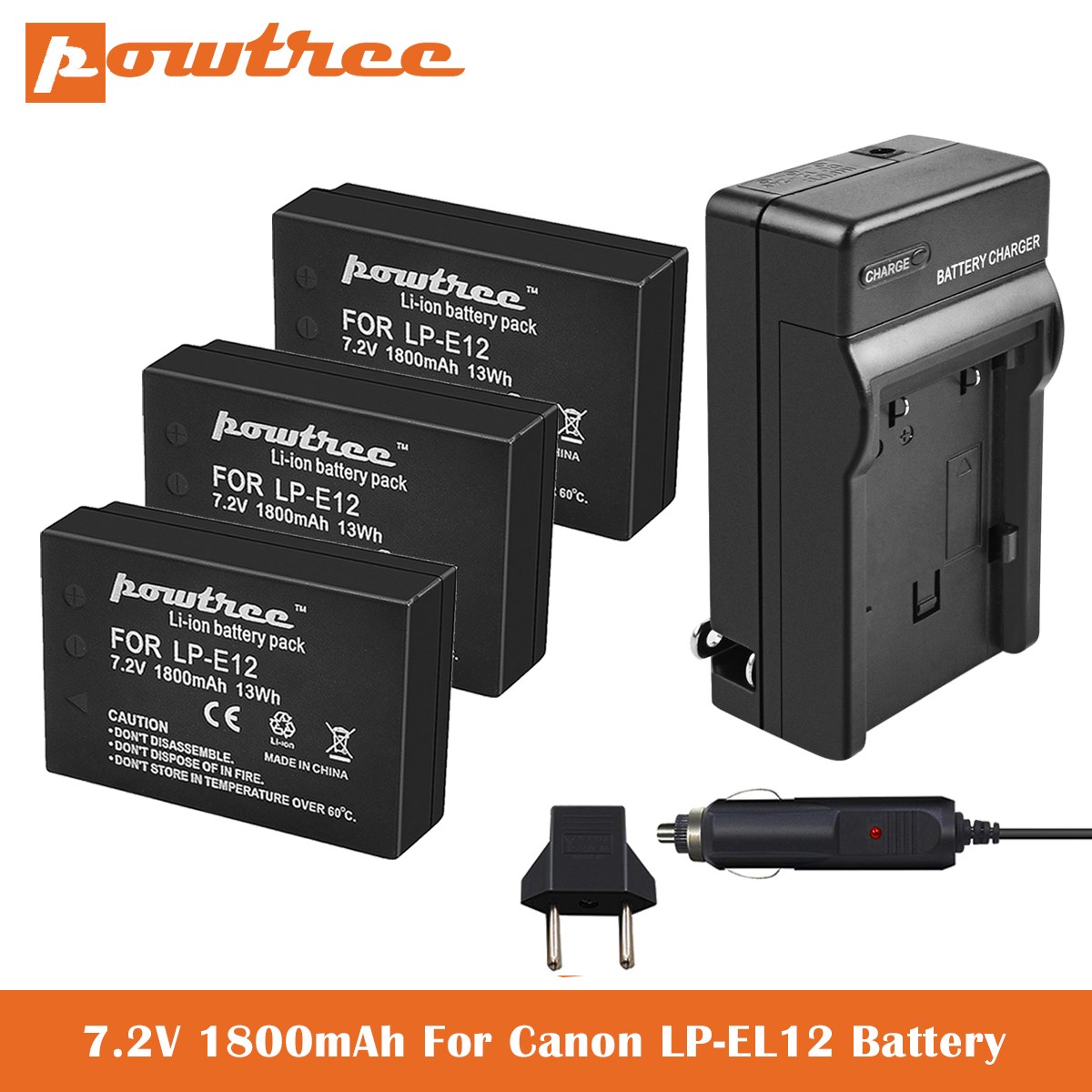 LP E12 Battery+Charger 7.2V 1800mAh for Canon SX70 HS EOS-图0