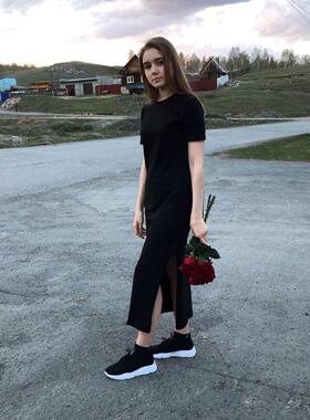 Plus Size Women T-Shirt Maxi Dress Casual Women Summer Beach
