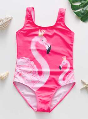 2-14 Years Girls Swimsuit 2021 New One Piece Swimwear Flami