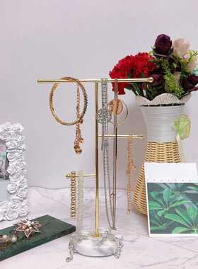 Marble Jewelry Rack Creative Electroplated Iron Storage Bedr