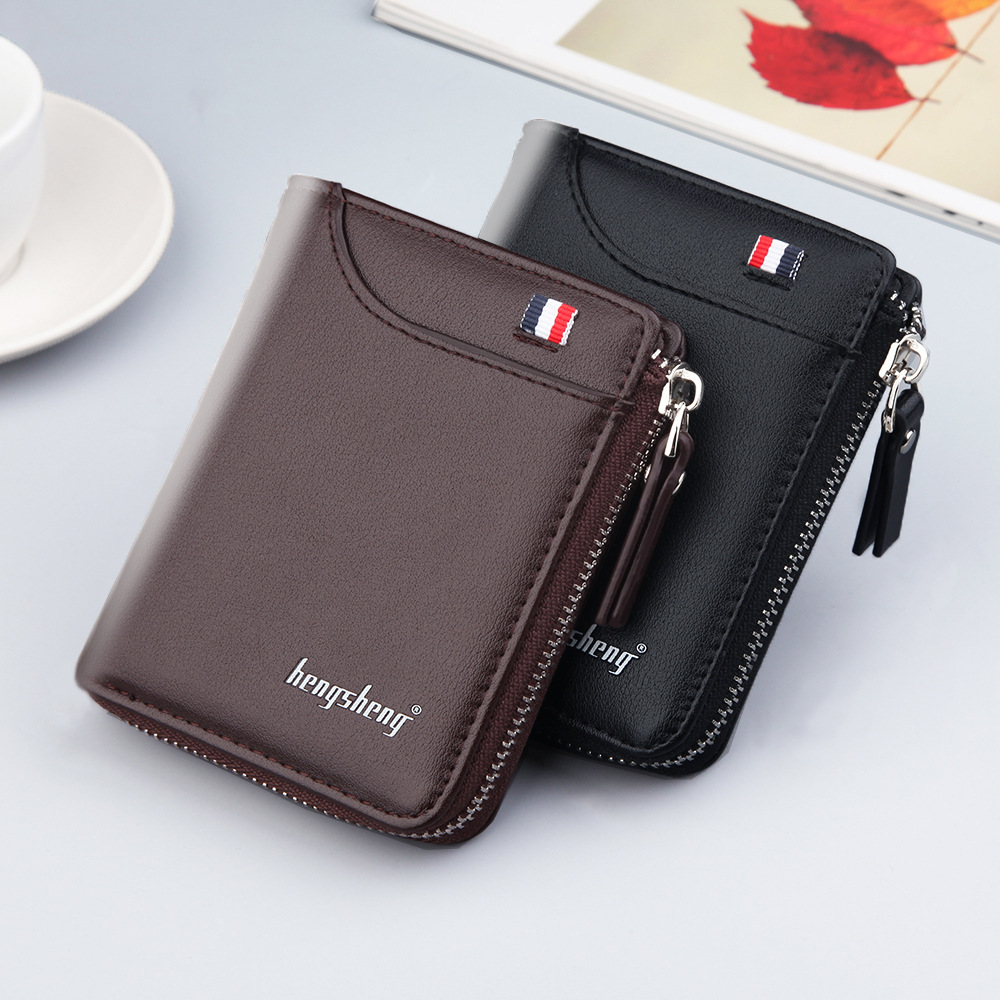 wallet for men short Casual carteras Short Wallets PU Leathe - 图2