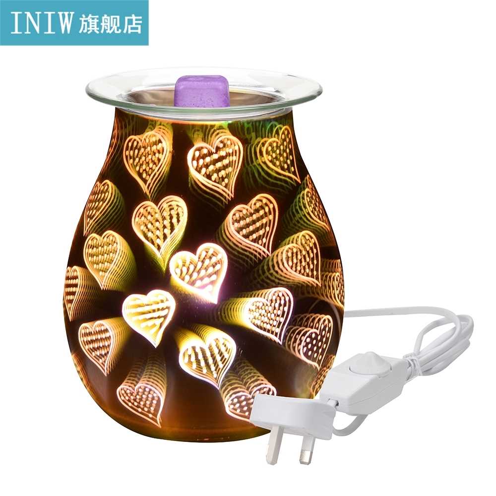 D Heart-Shaped Glass Aromatherapy Lamp Electric Aroma Lamp-图0