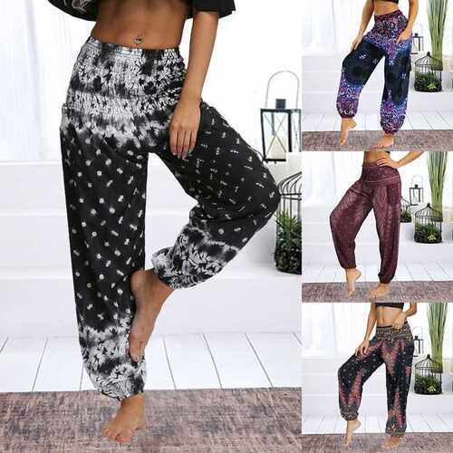 Fashion Bohemian Joggers Loose Pants Women Casual Trousers F-图0