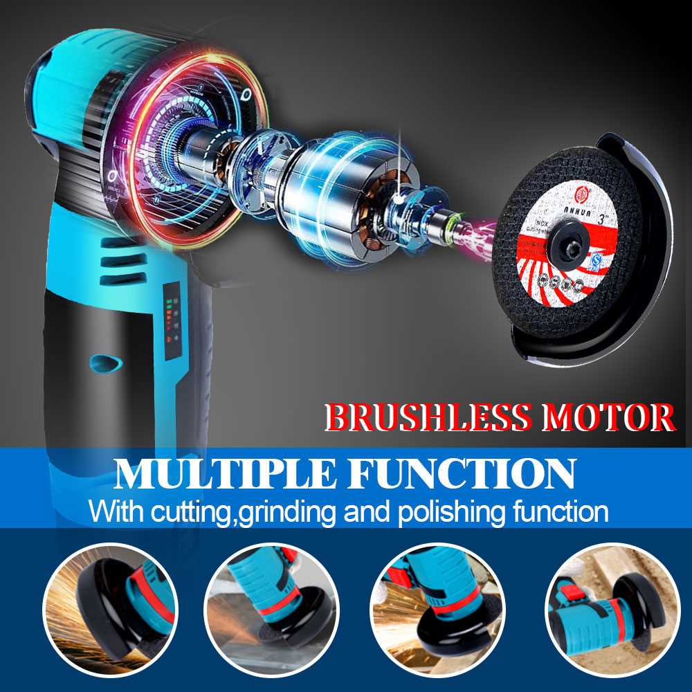 12V Brushless Angle Grinder 2PCS Lithium Battery 500W 19500R - 图1