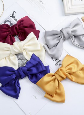 Haimeikang Big Hair Bow Ties Hair Clips Satin Two Layer Butt