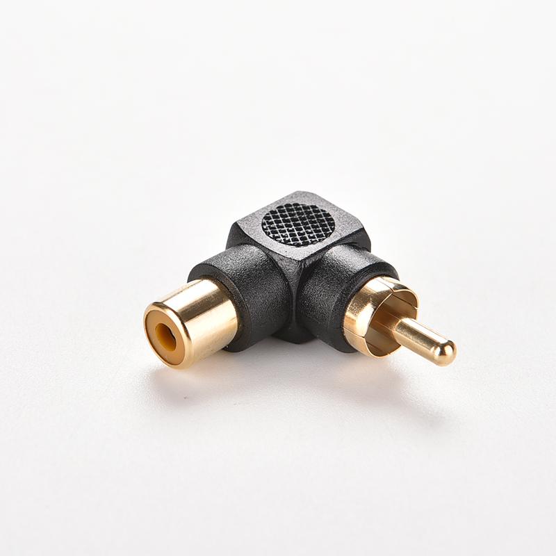 Black 90 Degree Right Angle RCA Male to Female M/F Connector - 图2