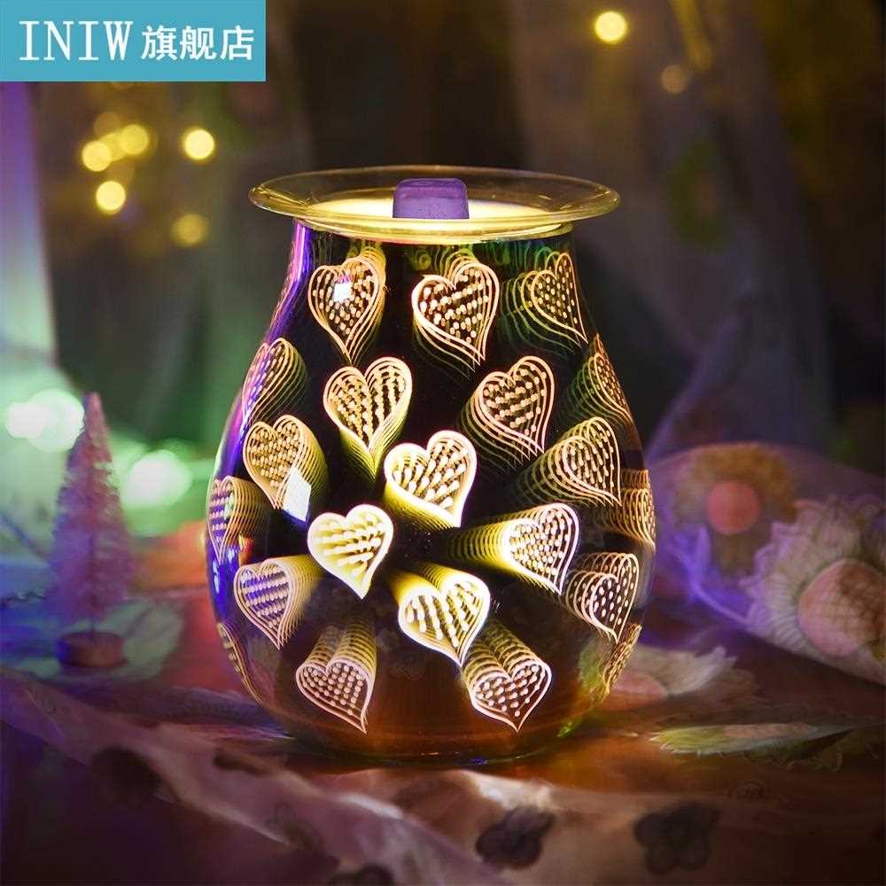 D Heart-Shaped Glass Aromatherapy Lamp Electric Aroma Lamp-图2