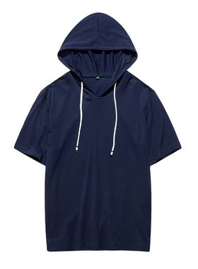 2022 Summer Men tshirt Casual Solid Loose Hooded Tops Tees S