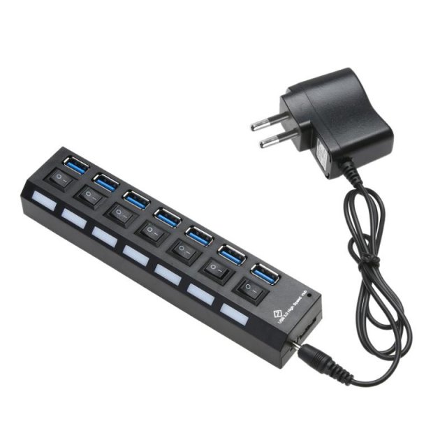 USB .0 hub US/EU 7 PORT USB .0 HUB High Speed Adapter 5Gbp - 图2