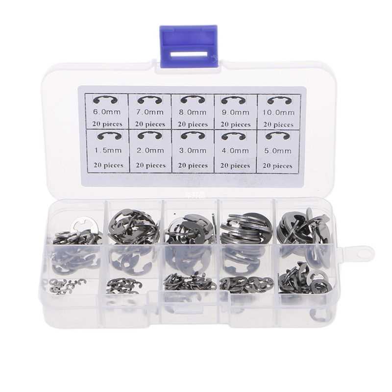 200Pcs Stainless Steel E-Type Circlips Assortment Case M1.5--图1