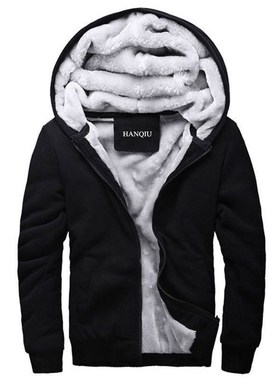 Black Hoodies Men 2021 Winter Jacket Fashion Thick Men's