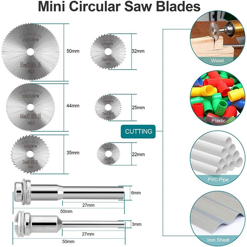 147Pcs Rotary Tool Kit with Keyless Chuck,HSS Rotary File, D - 图3