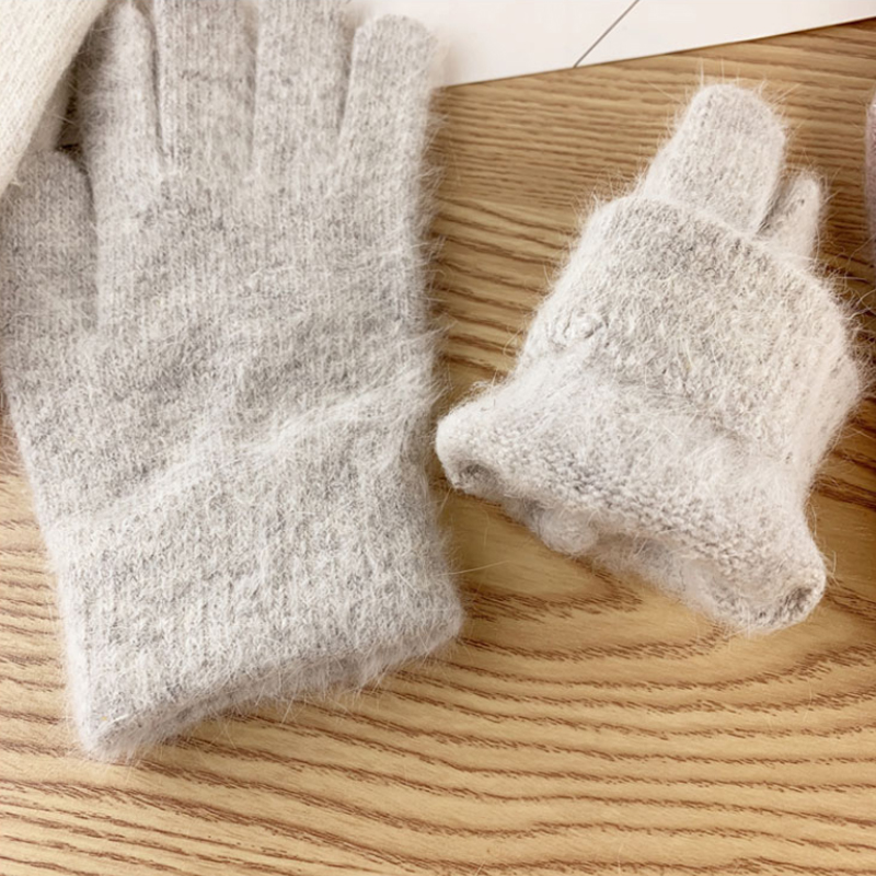 1 Pair Gloves Women	s Winter Cute Plush Warm Riding Glove-图2