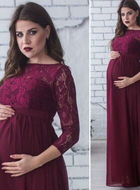 New Fashion Elegant Pregnant Women's Lace Maternity Dres