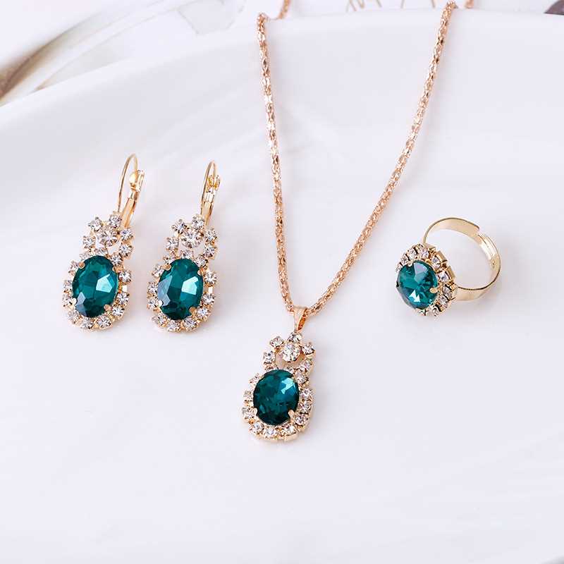 Fashion Hot-selling Elliptic Gem Claw Chain Set Crystal Neck-图1