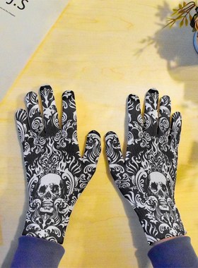 Women's Men Skeleton Skull Gloves Unisex Spring Outdoor Leis