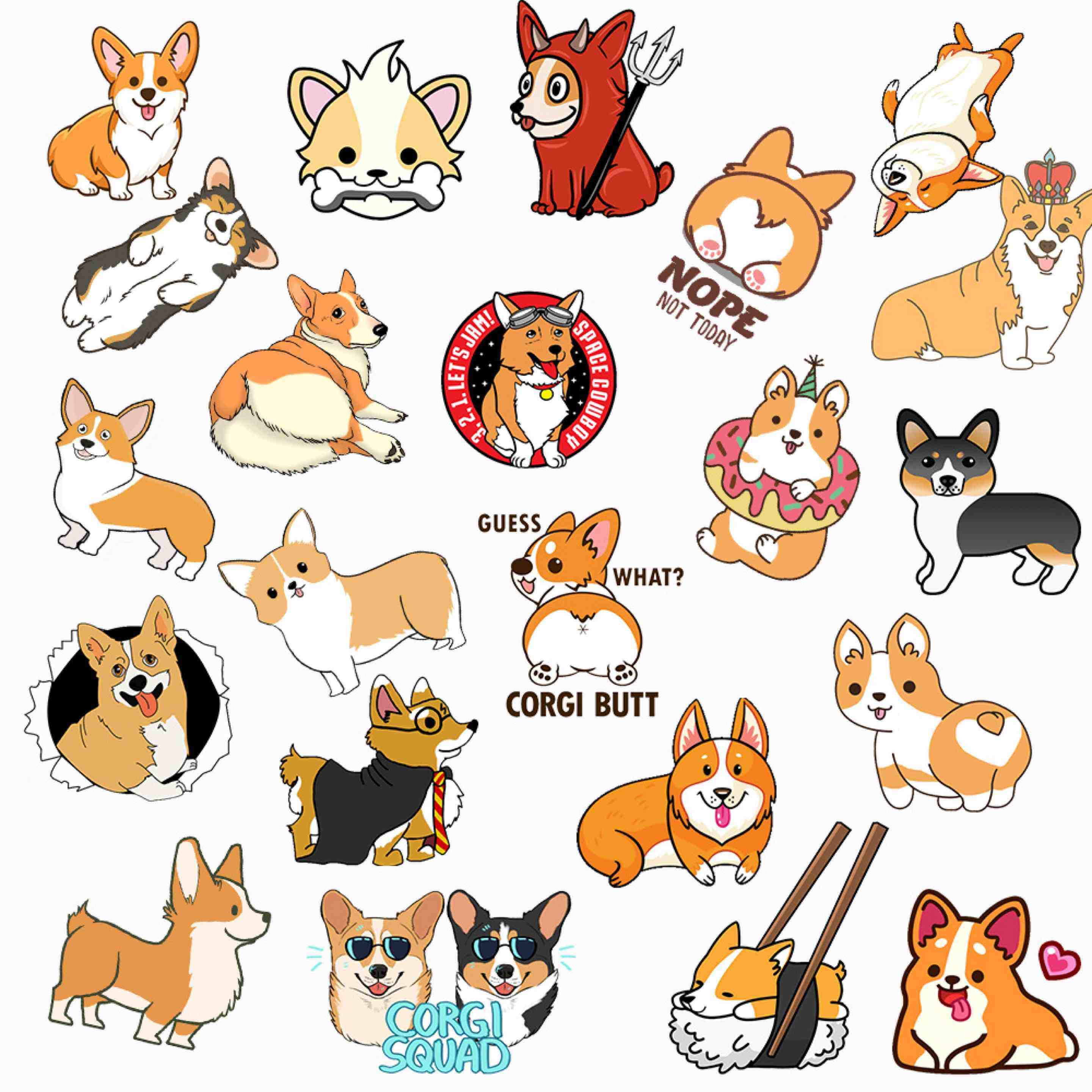 50pcs cute animal dog corgi waterproof sticker pet dog deco - 图0