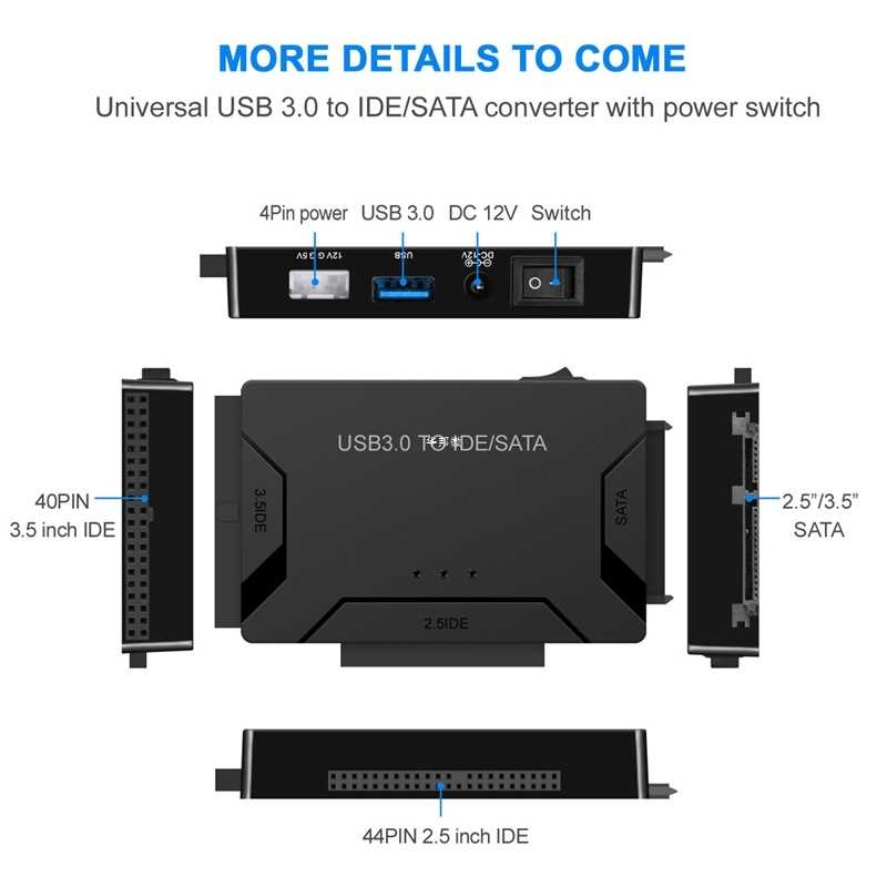 SATA to USB IDE to USB 3.0 2.0 Sata Cable with 12V 2A Power - 图1