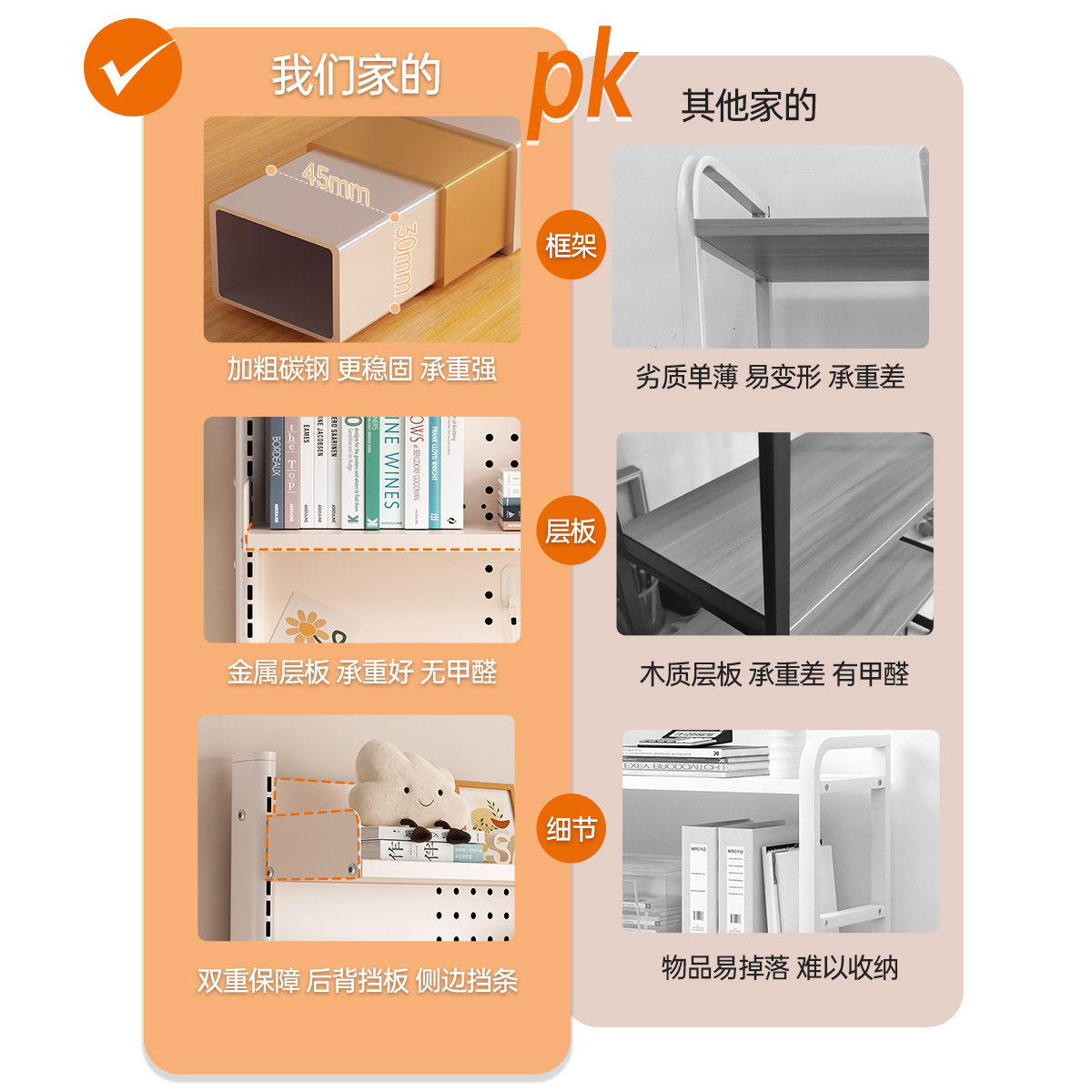 Desk storage rack student dormitory study bookshelf