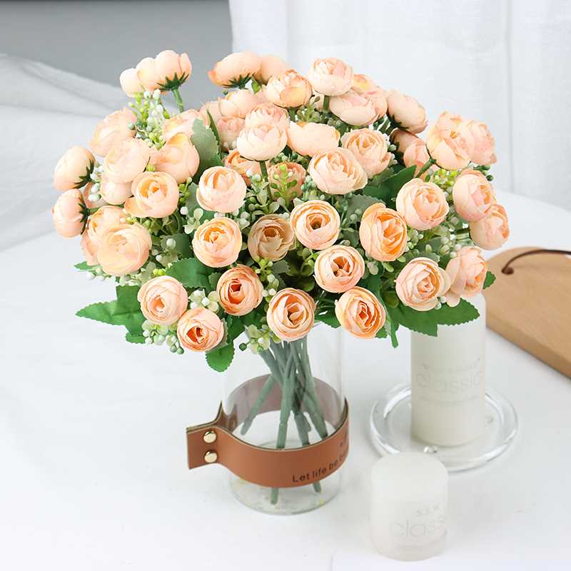 Artificial Flowers Simple 10 Heads Bouquet Rose Silk High E - 图3