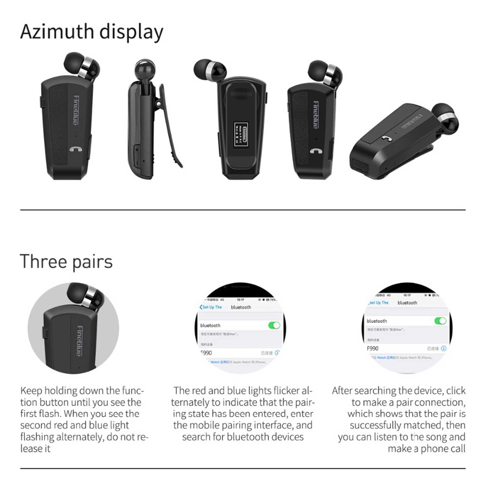 Fineblue F990 Newest Wireless business Bluetooth Headset Spo - 图0