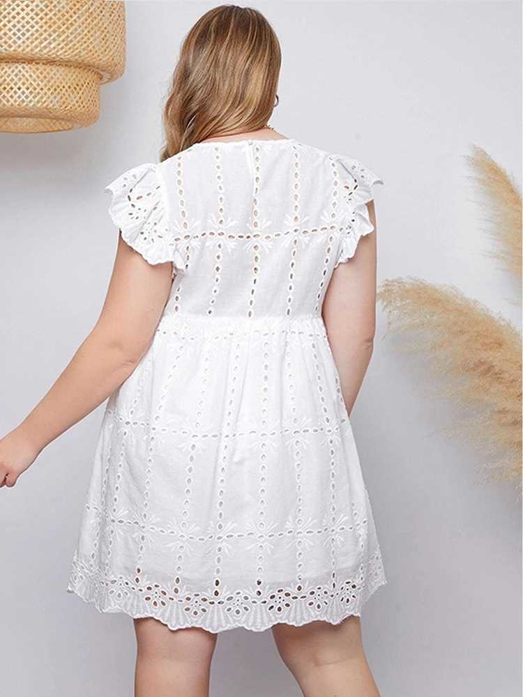 big Dress lady 3XL Print women Plus Size ladies Ruffles - 图3