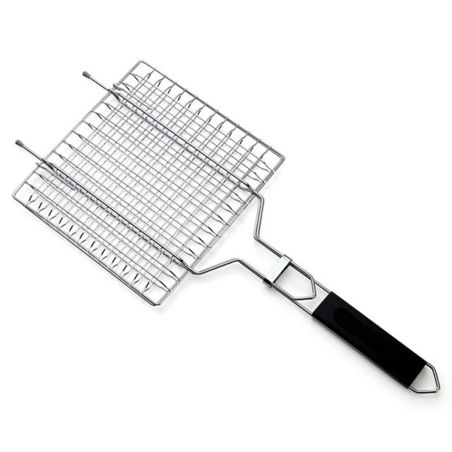 Barbecue Grilling Basket Grill BBQ Net Wooden Handle Meat Fi - 图3