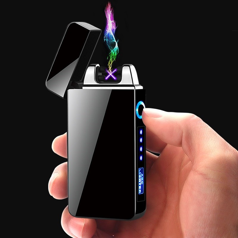 sb Rechargeable Electric Lighter Dual Arc Windproof Cigar Li - 图0